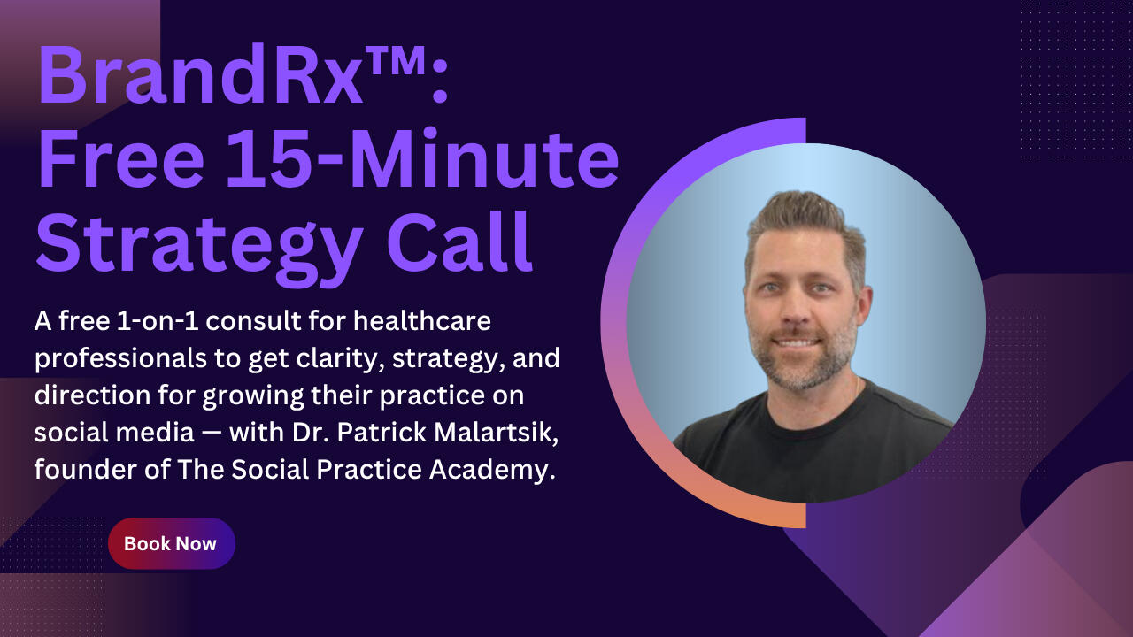 Book your free 1-on-1 strategy call with Dr. Patrick Malartsik, founder of The Social Practice Academy. We'll evaluate your current social presence, identify your biggest opportunities, and see if the Academy is the right fit to help you grow. What You’ Book your free 1-on-1 strategy call with Dr. Patrick Malartsik, founder of The Social Practice Academy. We'll evaluate your current social presence, identify your biggest opportunities, and see if the Academy is the right fit to help you grow. What You’